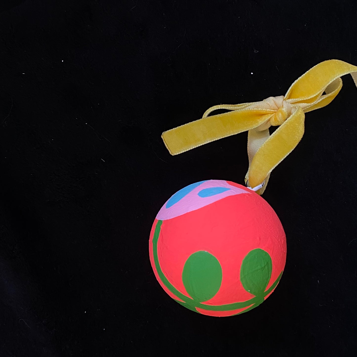 Ornament Painted Wood Ball Pinky Tulip Flower