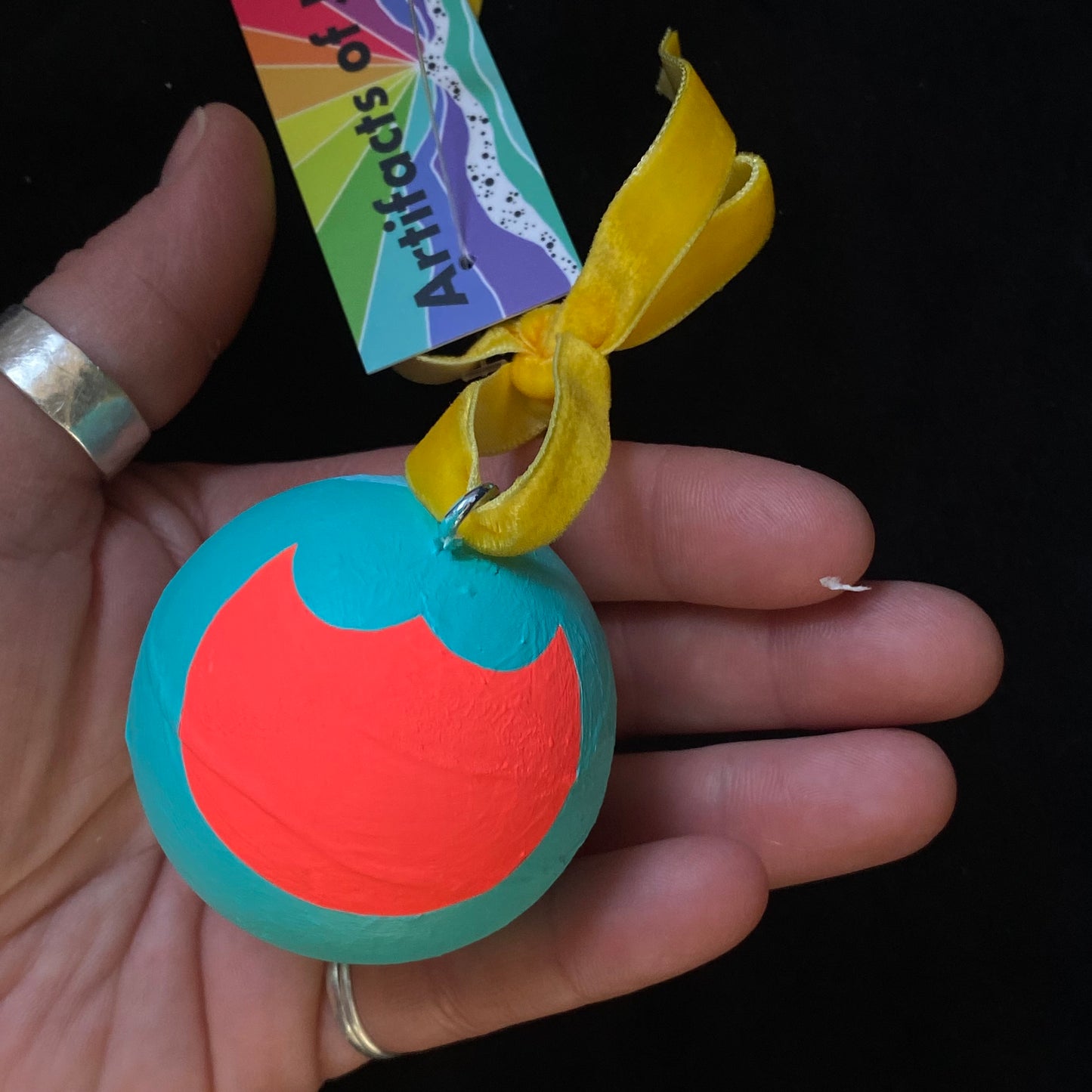 Ornament Painted Wood Ball Red Tulip