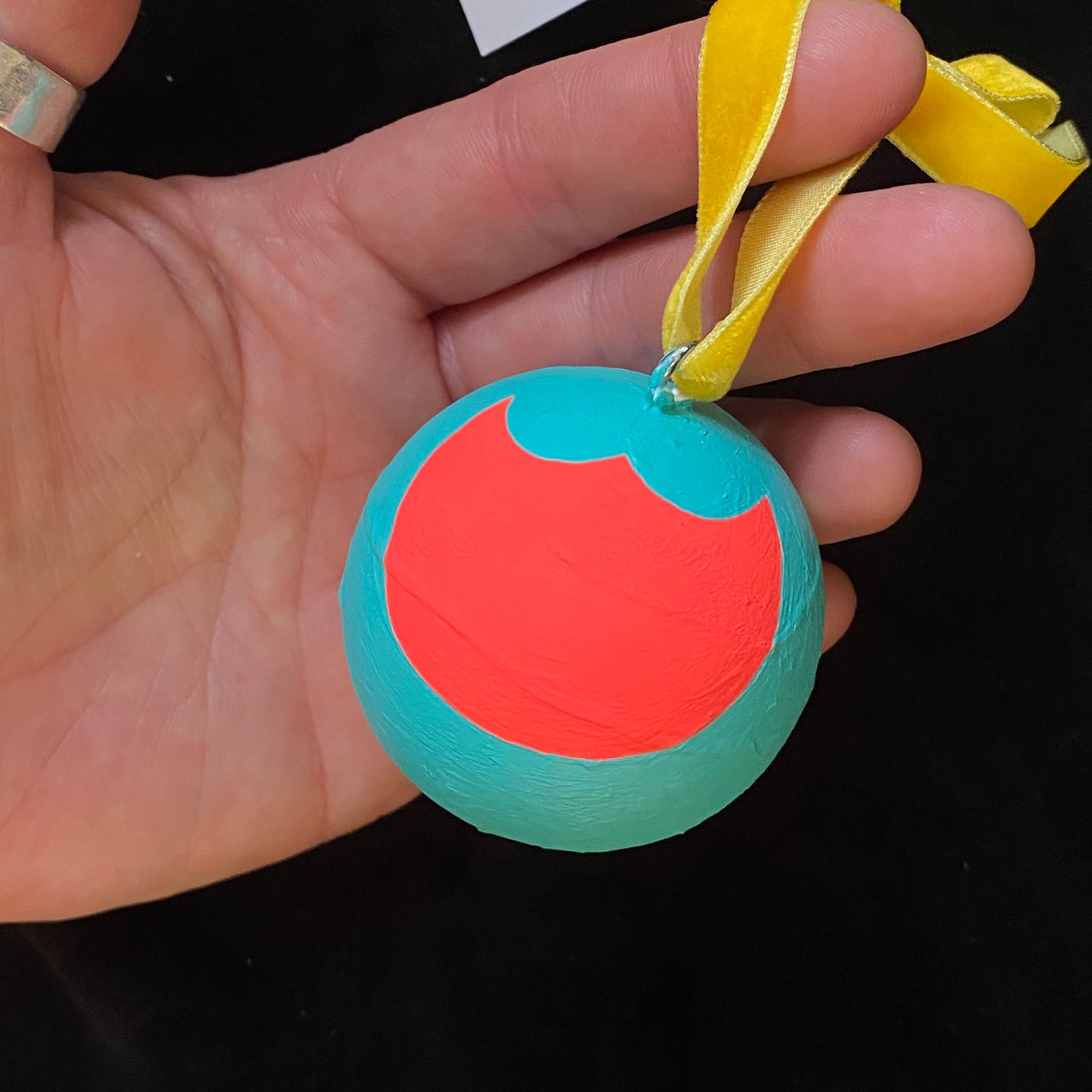 Ornament Painted Wood Ball Red Tulip