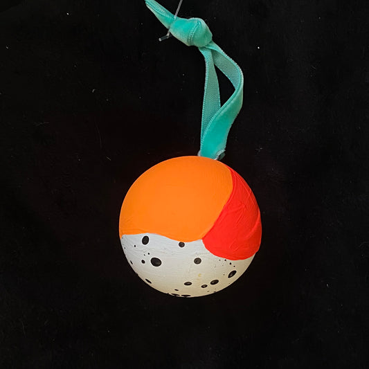 Ornament Painted Wood Ball Abstract Red Orange Dots
