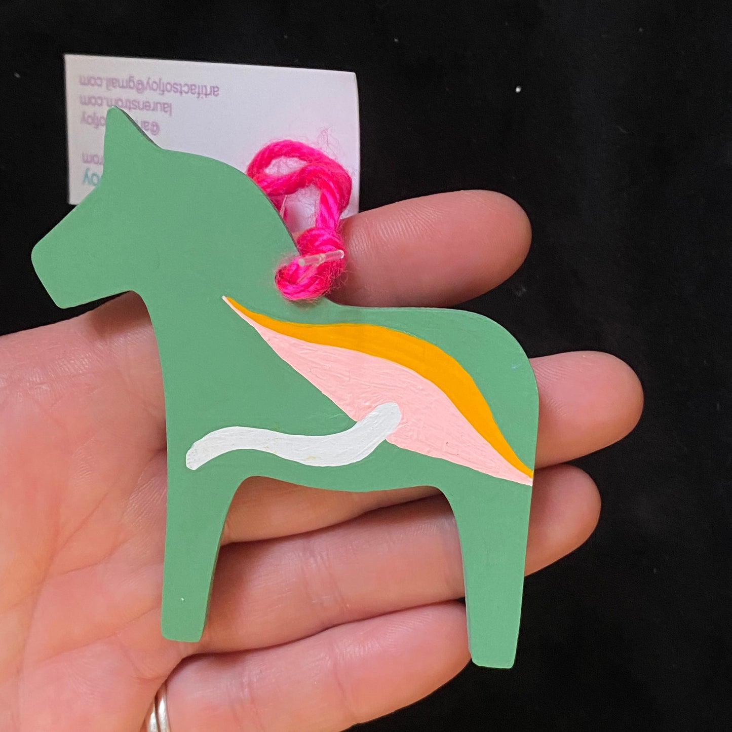 Ornament Dala Horse Yellow Umbrella Mushrooms Modern Swedish Norwegian