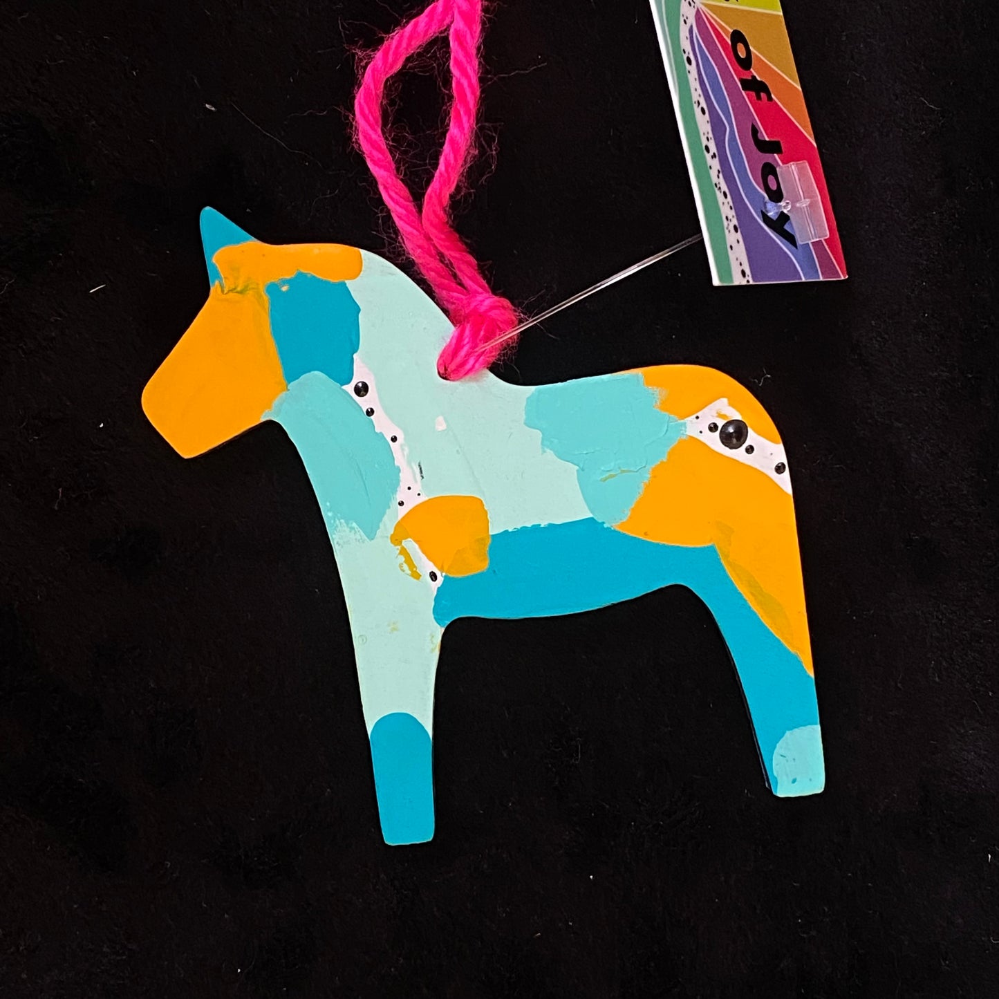 Ornament Dala Horse Blue Abstract Modern Swedish Norwegian