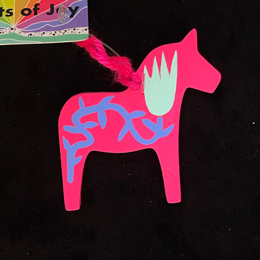 Ornament Dala Horse Modern Scandi Tulips