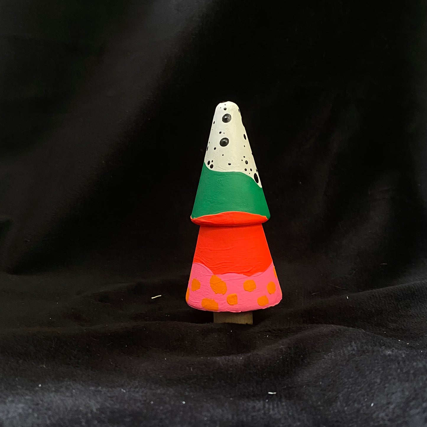 Tree With Trunk Modern Artifact Winter Holiday Pink Red Green Dots