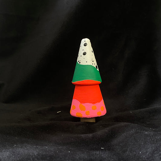 Tree With Trunk Modern Artifact Winter Holiday Pink Red Green Dots
