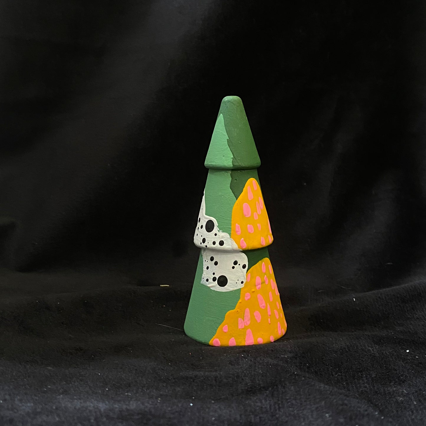 Tree Modern Artifact Winter Holiday Green and Yellow