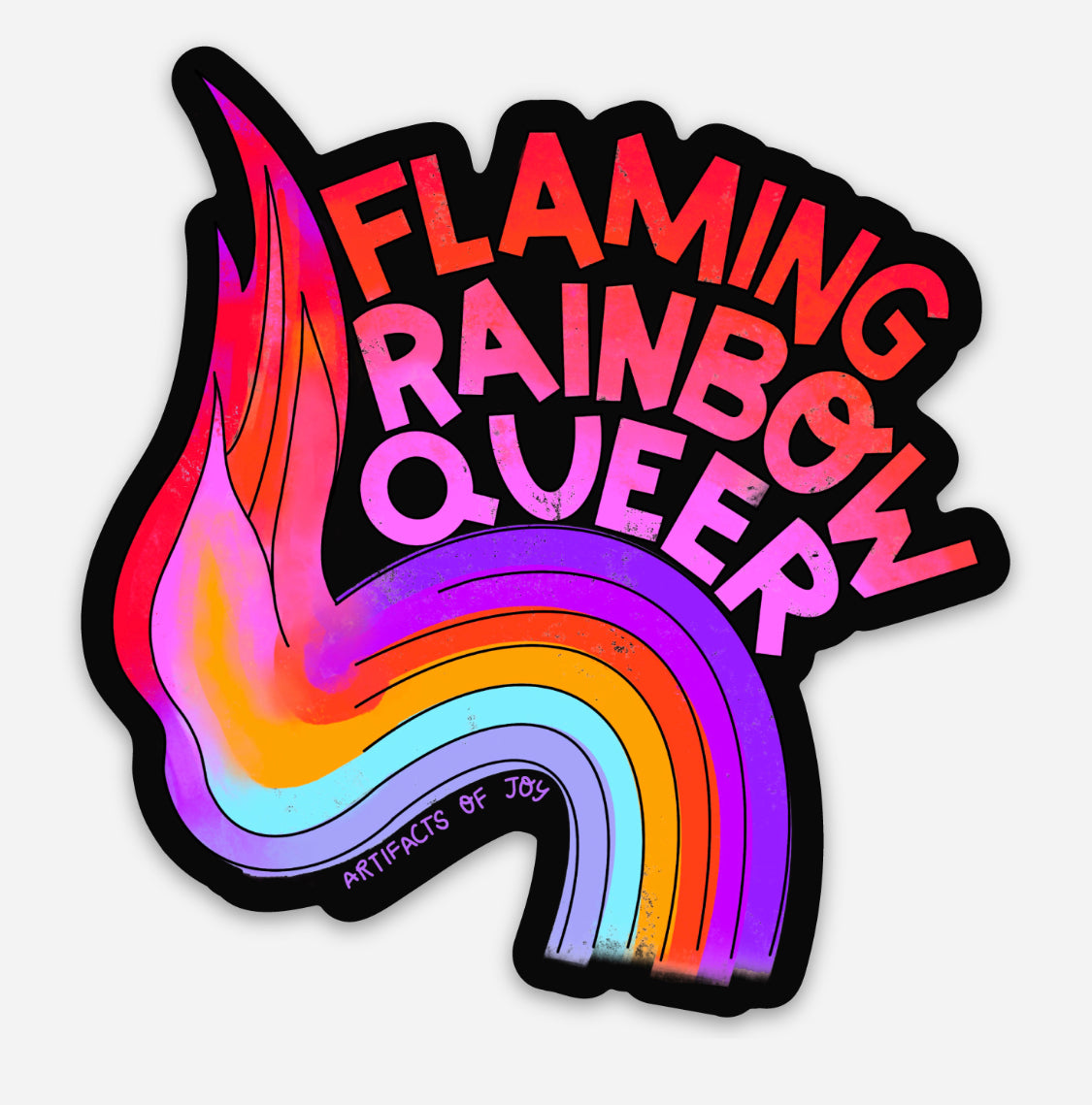 Sticker Flaming Rainbow Queer