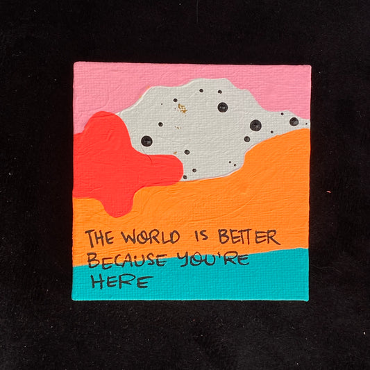 Tiny Feminist Painting The World Is Better Mountain