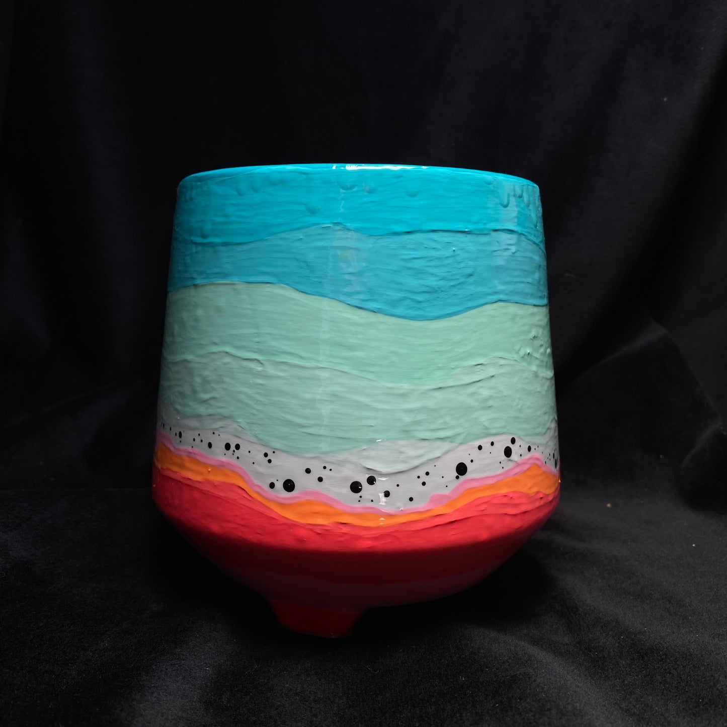 Modern Artifact Planter Abstract Desert Landscape With Drainage Hole