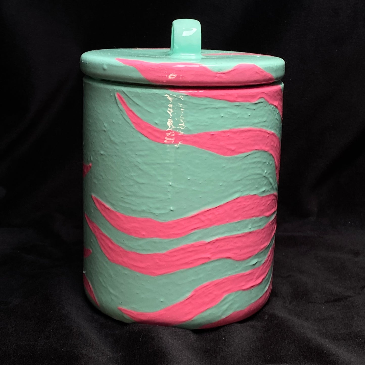 Modern Artifact Ceramic Abstract Pink Flower Canister