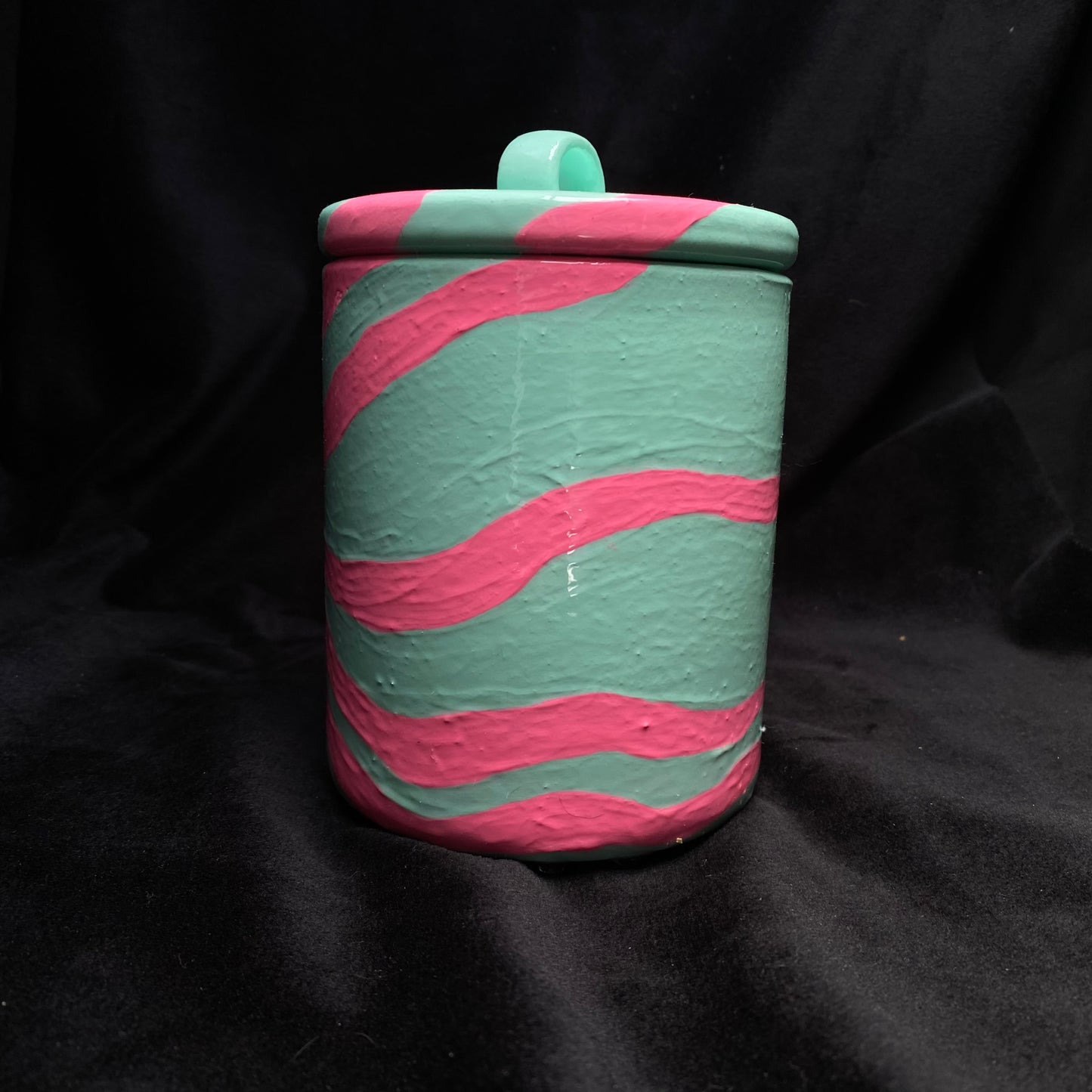 Modern Artifact Ceramic Abstract Pink Flower Canister