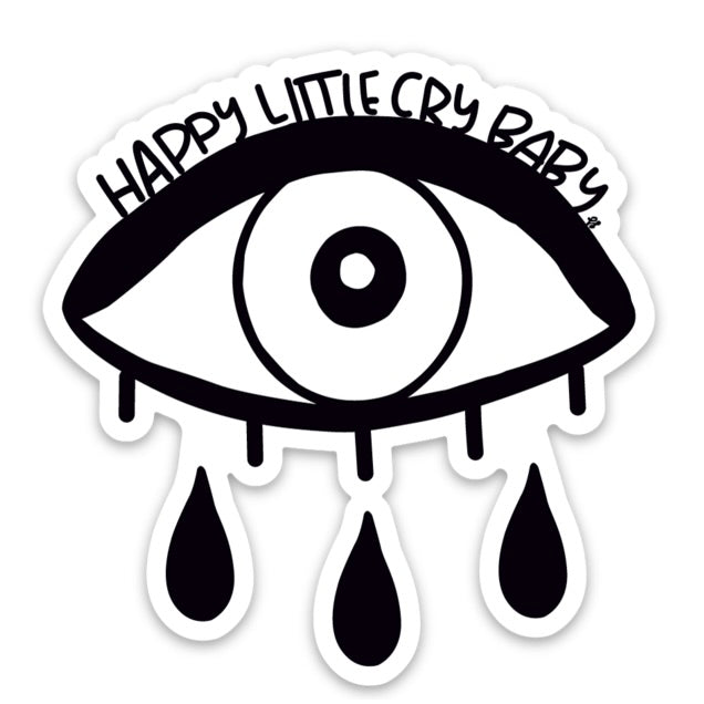 Sticker Happy Little Cry Baby Black and White
