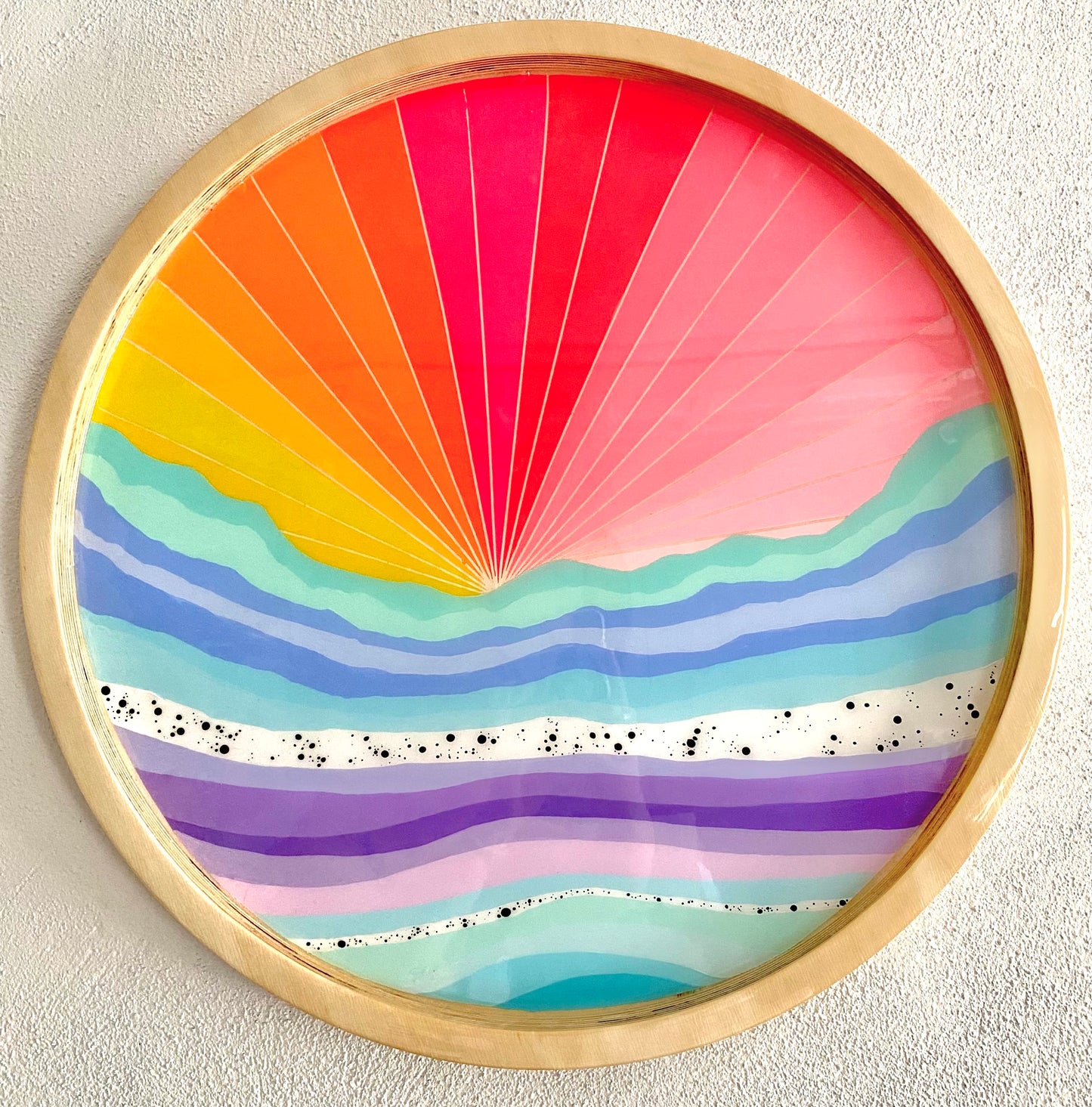 Original Painting Rainbow Sky Series Hot Pink Sunrise